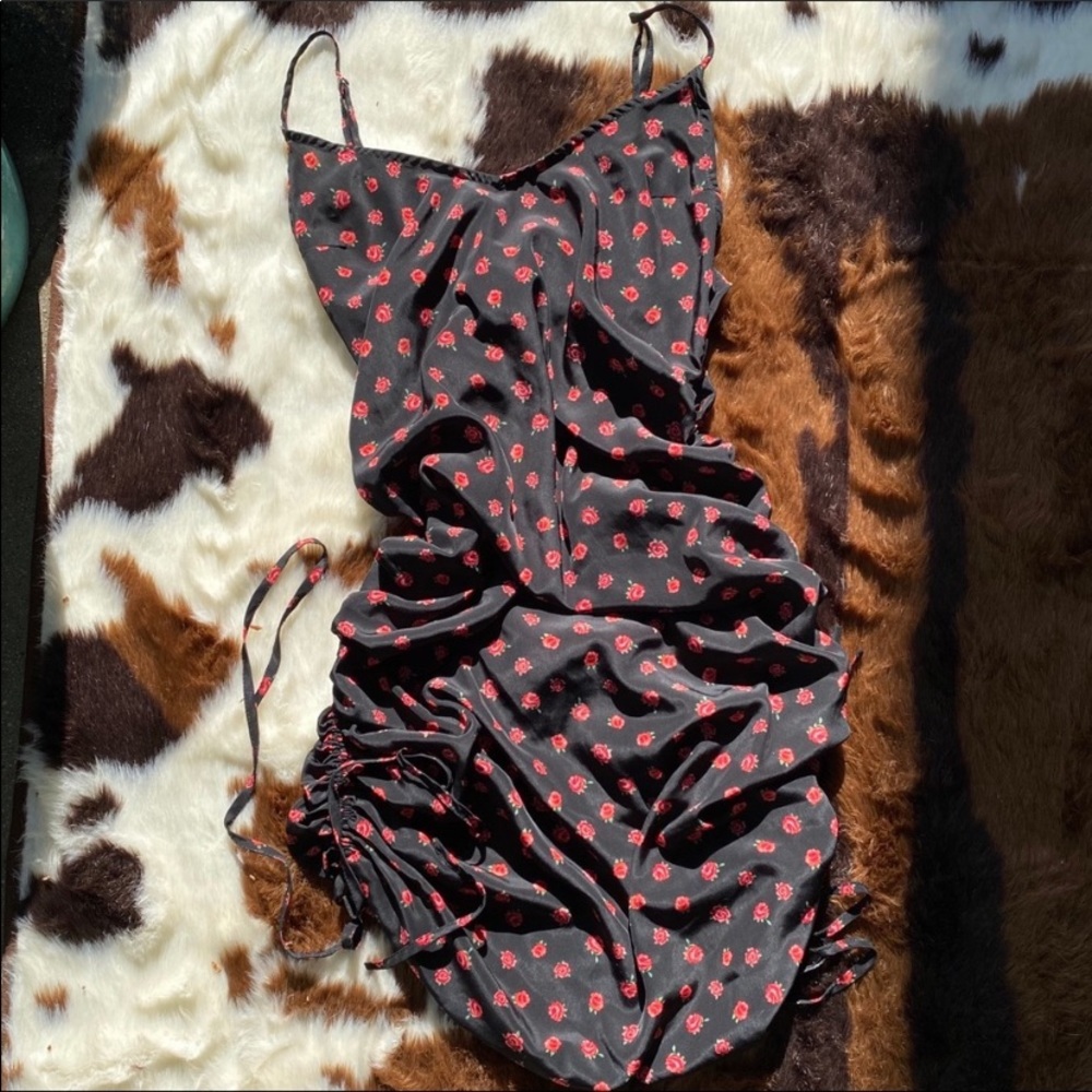 Urban Outfitters Ruched Rose Slip Dress